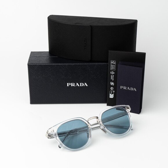 Prada Women Sunglasses Crystal Green Polarized Oval PR17YS 2AZ04D BRAND NEW - Picture 10 of 13
